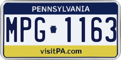 PA license plate MPG1163