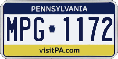 PA license plate MPG1172