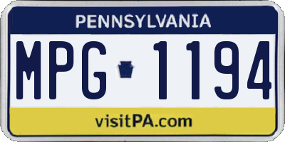 PA license plate MPG1194