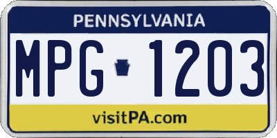 PA license plate MPG1203