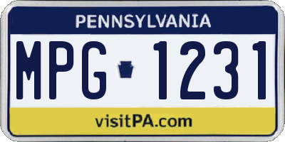 PA license plate MPG1231