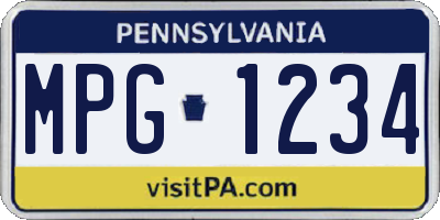 PA license plate MPG1234
