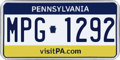 PA license plate MPG1292