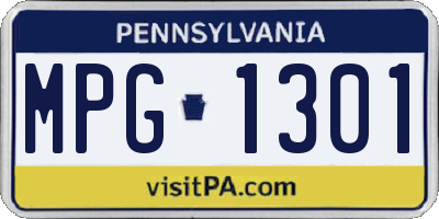 PA license plate MPG1301