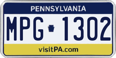 PA license plate MPG1302