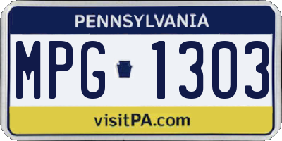 PA license plate MPG1303