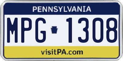 PA license plate MPG1308