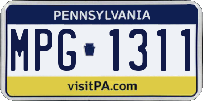 PA license plate MPG1311