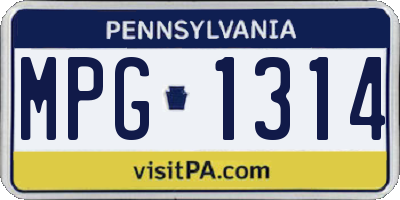 PA license plate MPG1314