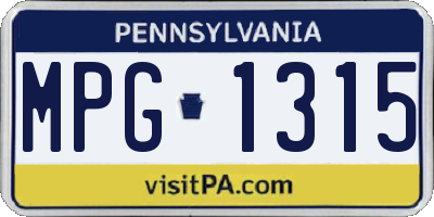 PA license plate MPG1315