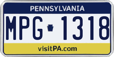 PA license plate MPG1318