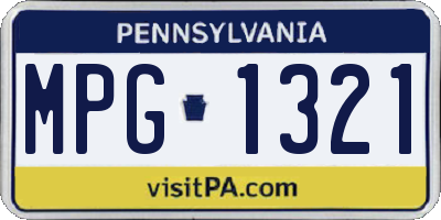 PA license plate MPG1321