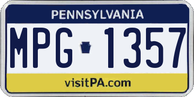 PA license plate MPG1357