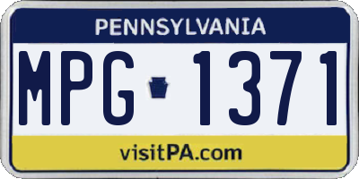 PA license plate MPG1371