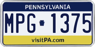 PA license plate MPG1375