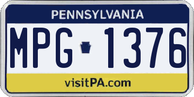 PA license plate MPG1376