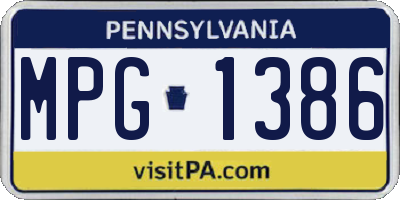 PA license plate MPG1386