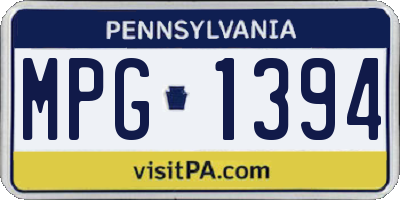 PA license plate MPG1394