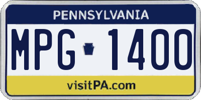 PA license plate MPG1400