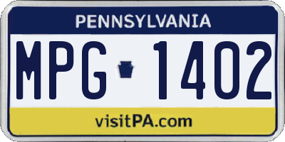 PA license plate MPG1402