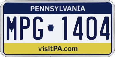 PA license plate MPG1404