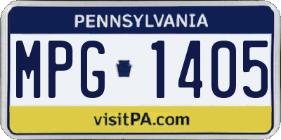 PA license plate MPG1405