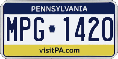 PA license plate MPG1420