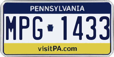 PA license plate MPG1433