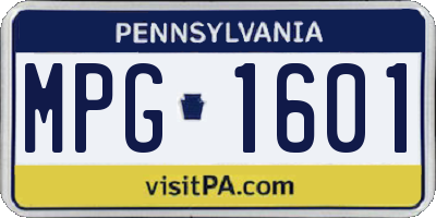 PA license plate MPG1601