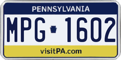 PA license plate MPG1602