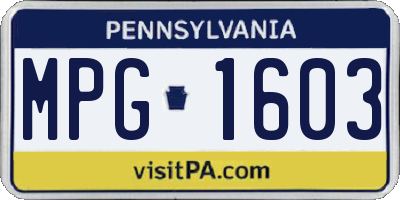 PA license plate MPG1603