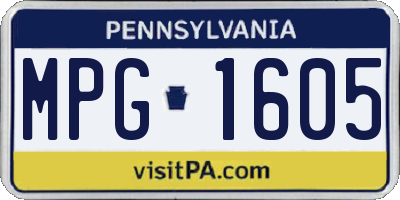 PA license plate MPG1605