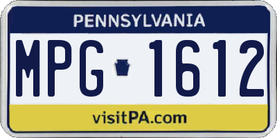PA license plate MPG1612