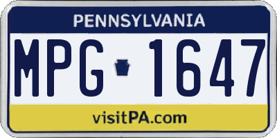 PA license plate MPG1647