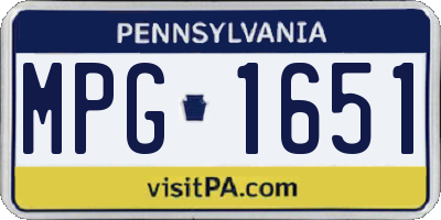 PA license plate MPG1651