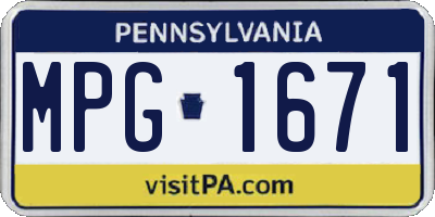 PA license plate MPG1671