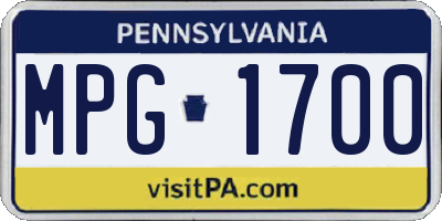 PA license plate MPG1700