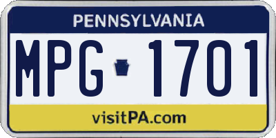 PA license plate MPG1701
