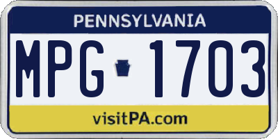 PA license plate MPG1703