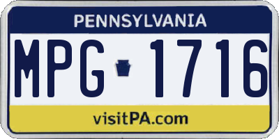 PA license plate MPG1716