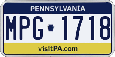 PA license plate MPG1718