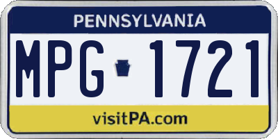 PA license plate MPG1721