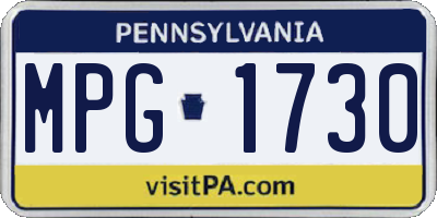 PA license plate MPG1730