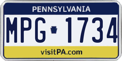 PA license plate MPG1734