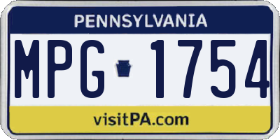 PA license plate MPG1754