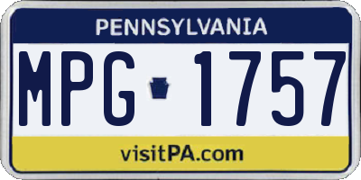 PA license plate MPG1757
