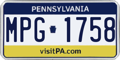 PA license plate MPG1758