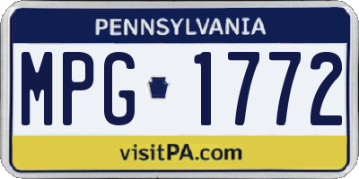 PA license plate MPG1772