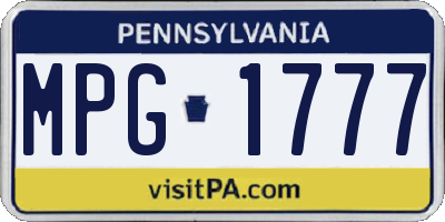 PA license plate MPG1777