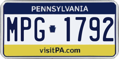 PA license plate MPG1792